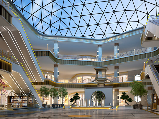 3d render of shopping center.
