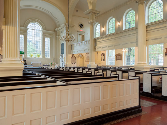 Christ Church (Philadelphia) Interor with Rows of Box Pews.